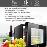 Kulkas Mini 20L dengan Jendela dan Kunci, Pendingin Listrik Portabel dengan Termostat yang Dapat Disesuaikan untuk Anggur dan Minuman, Lampu LED